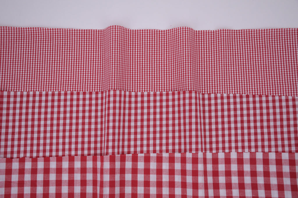 Gingham Checks Yarn-Dyed Cotton Fabric -  Heritage Red