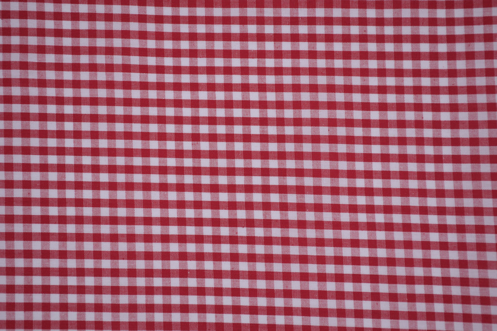 Gingham Checks Yarn-Dyed Cotton Fabric -  Heritage Red