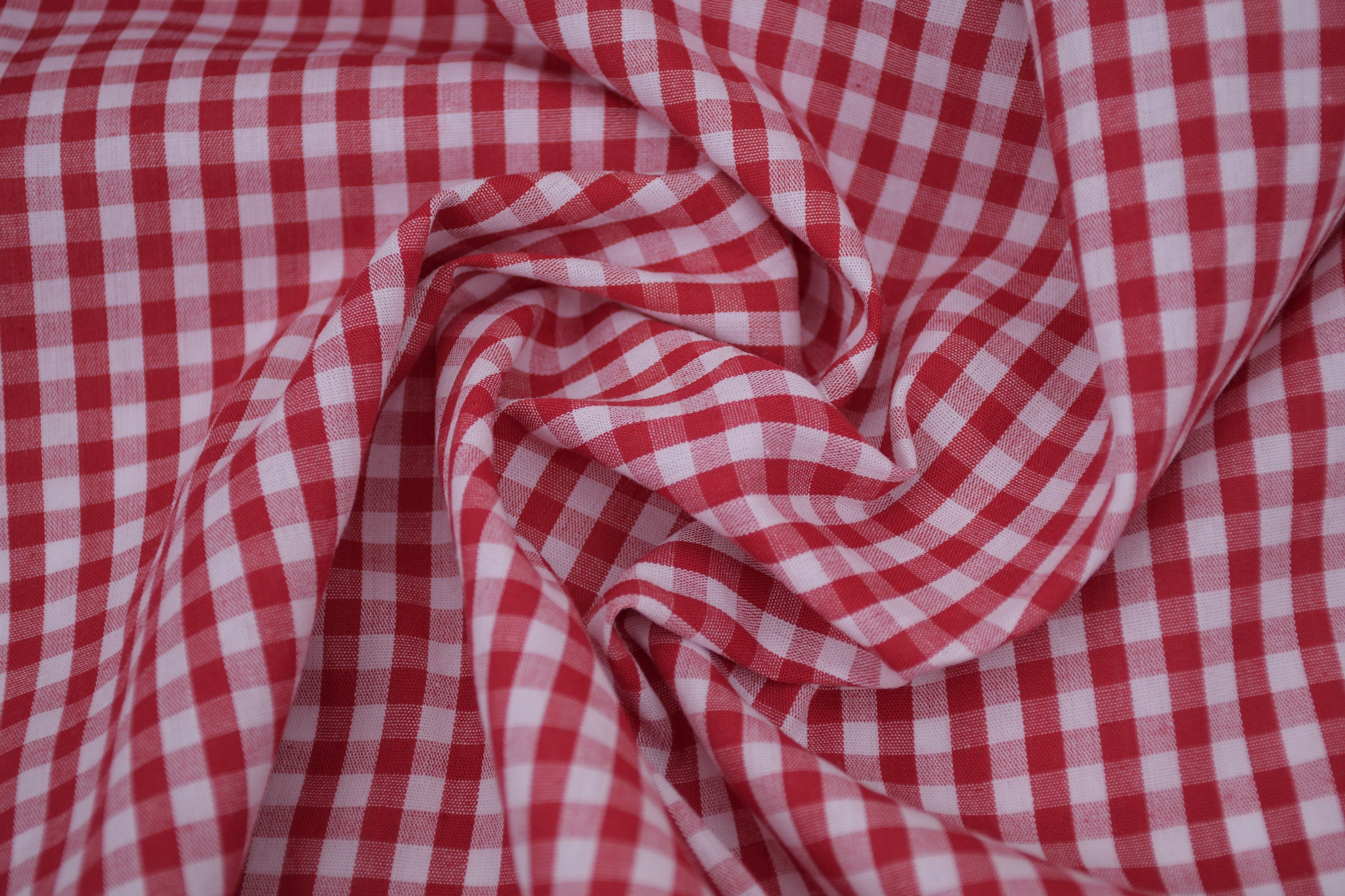 Gingham Checks Yarn-Dyed Cotton Fabric -  Heritage Red