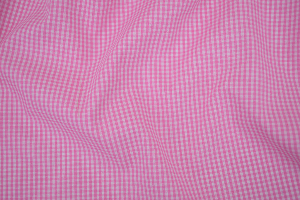 Gingham Checks Yarn-Dyed Cotton Fabric -  Peony Pink