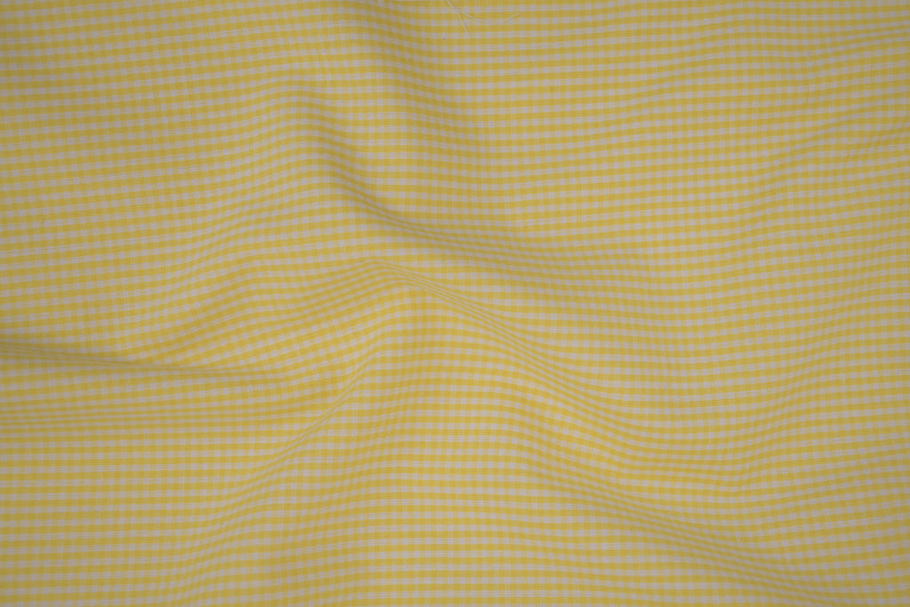 Gingham Checks Yarn-Dyed Cotton Fabric - Butter Yellow