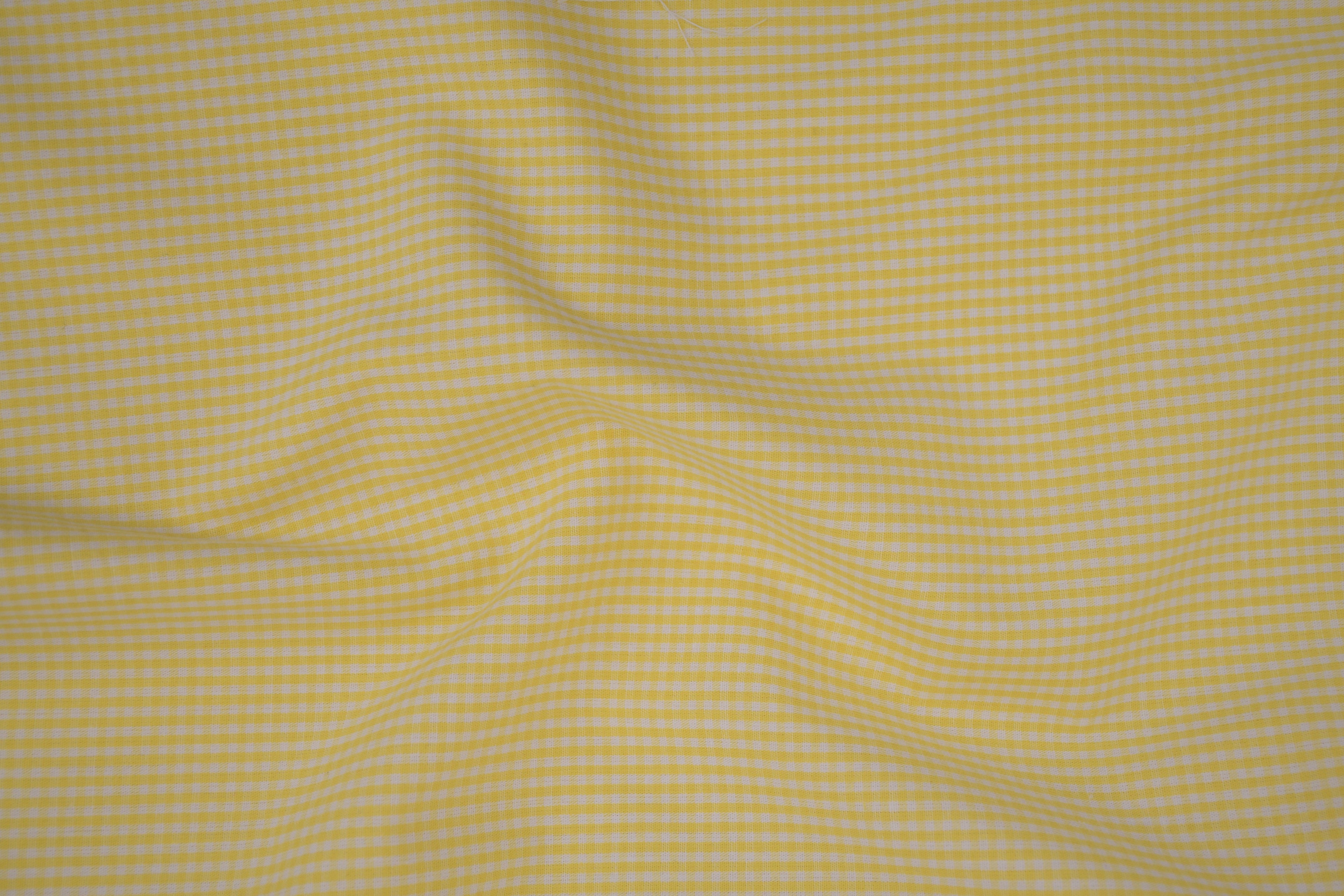 Gingham Checks Yarn-Dyed Cotton Fabric - Butter Yellow