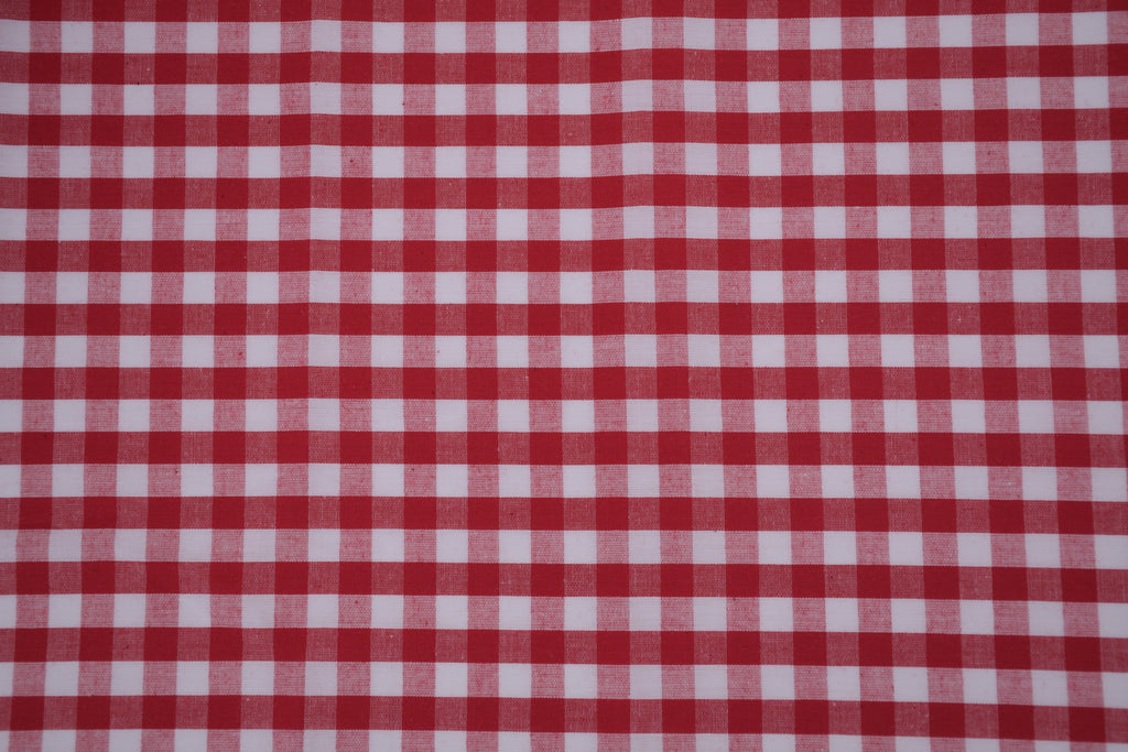 Gingham Checks Yarn-Dyed Cotton Fabric -  Heritage Red
