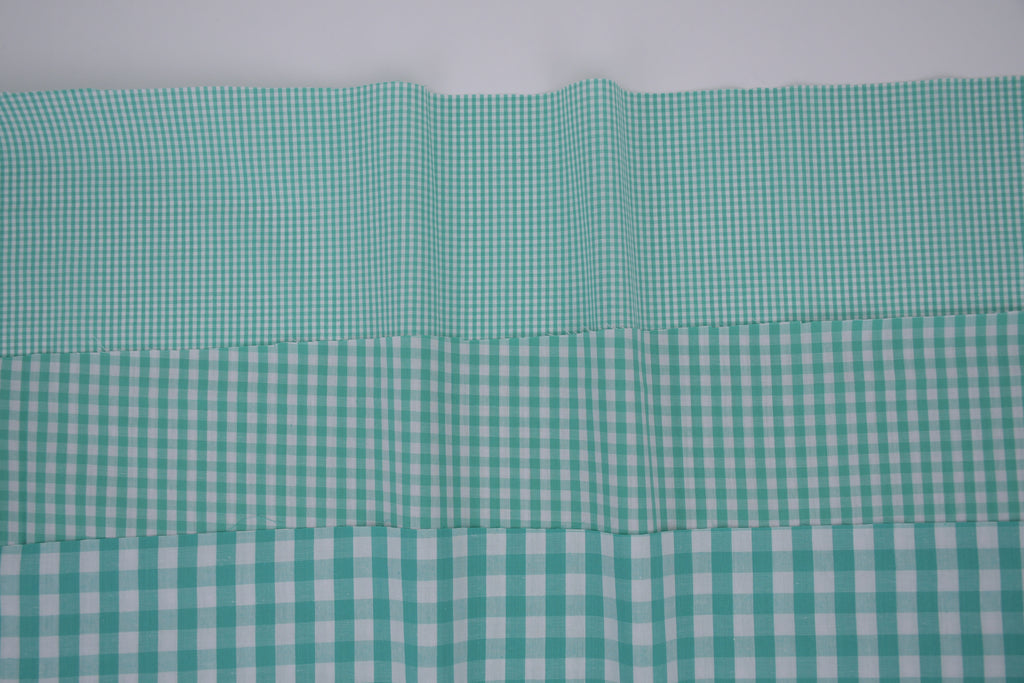 Gingham Checks Yarn-Dyed Cotton Fabric - Aqua Green