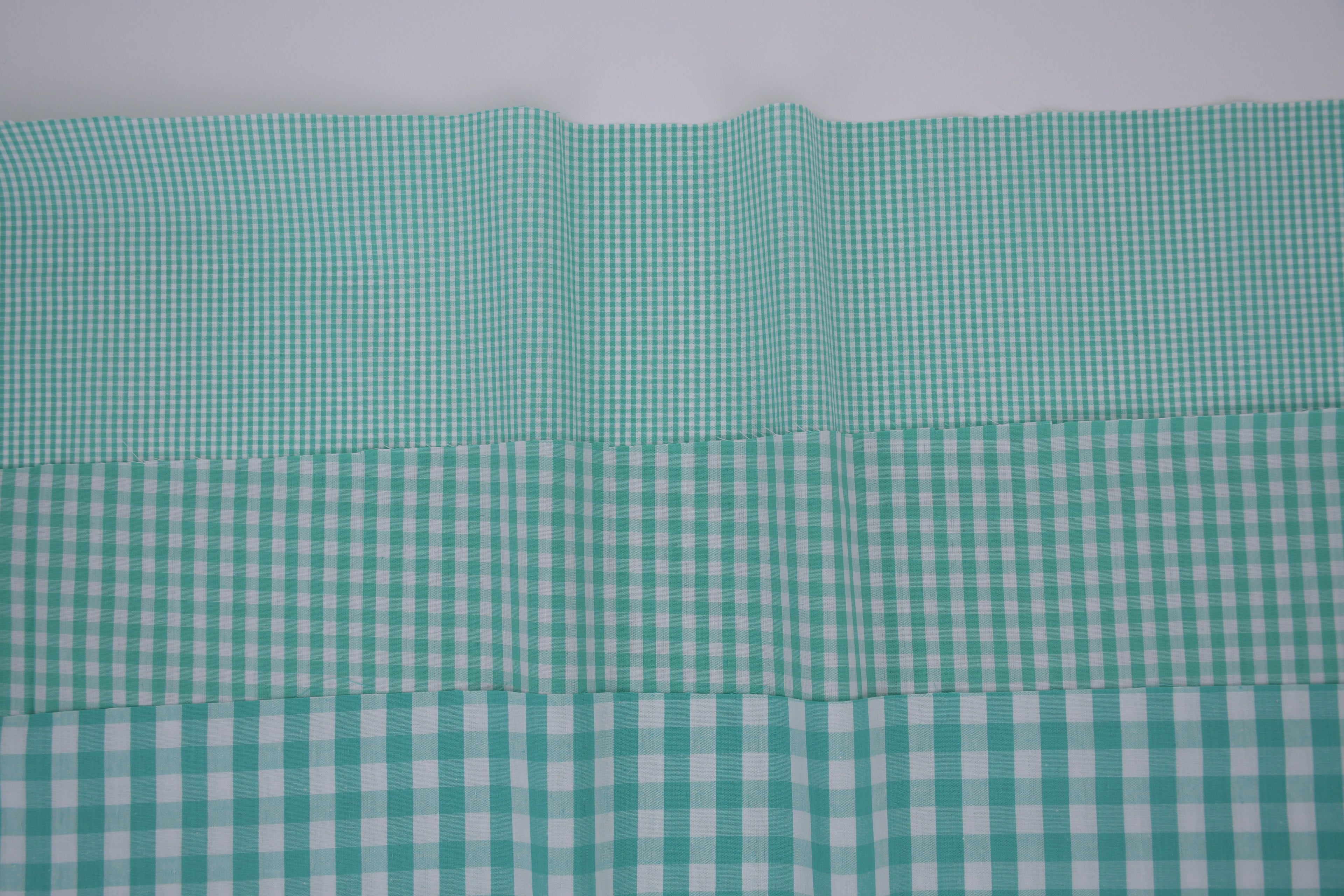 Gingham Checks Yarn-Dyed Cotton Fabric - Aqua Green
