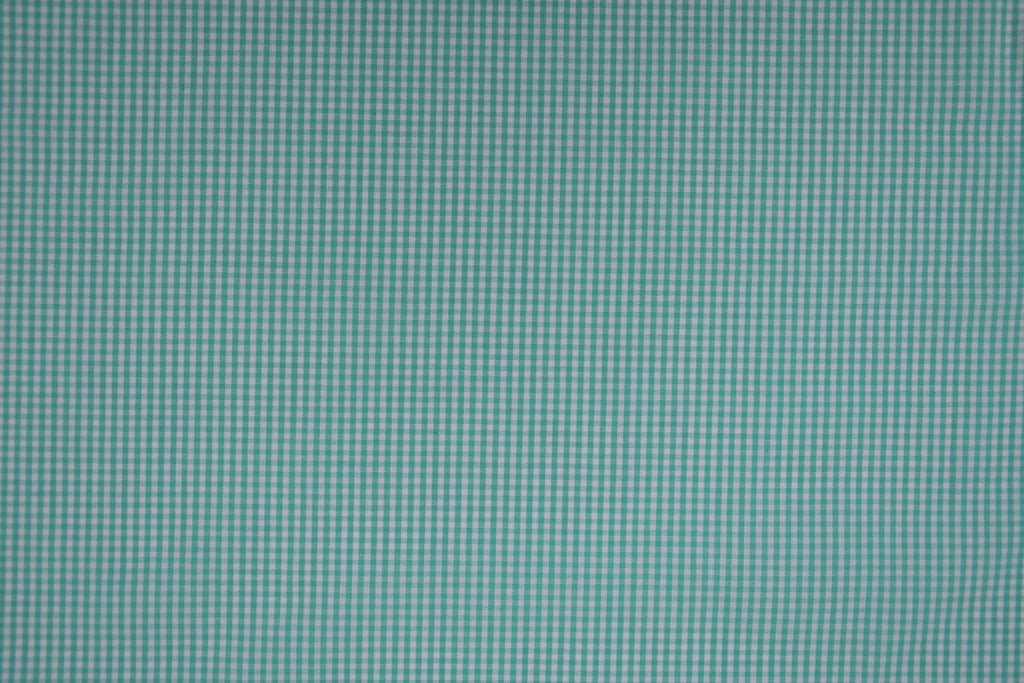 Gingham Checks Yarn-Dyed Cotton Fabric - Aqua Green