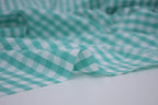 Gingham Checks Yarn-Dyed Cotton Fabric - Aqua Green