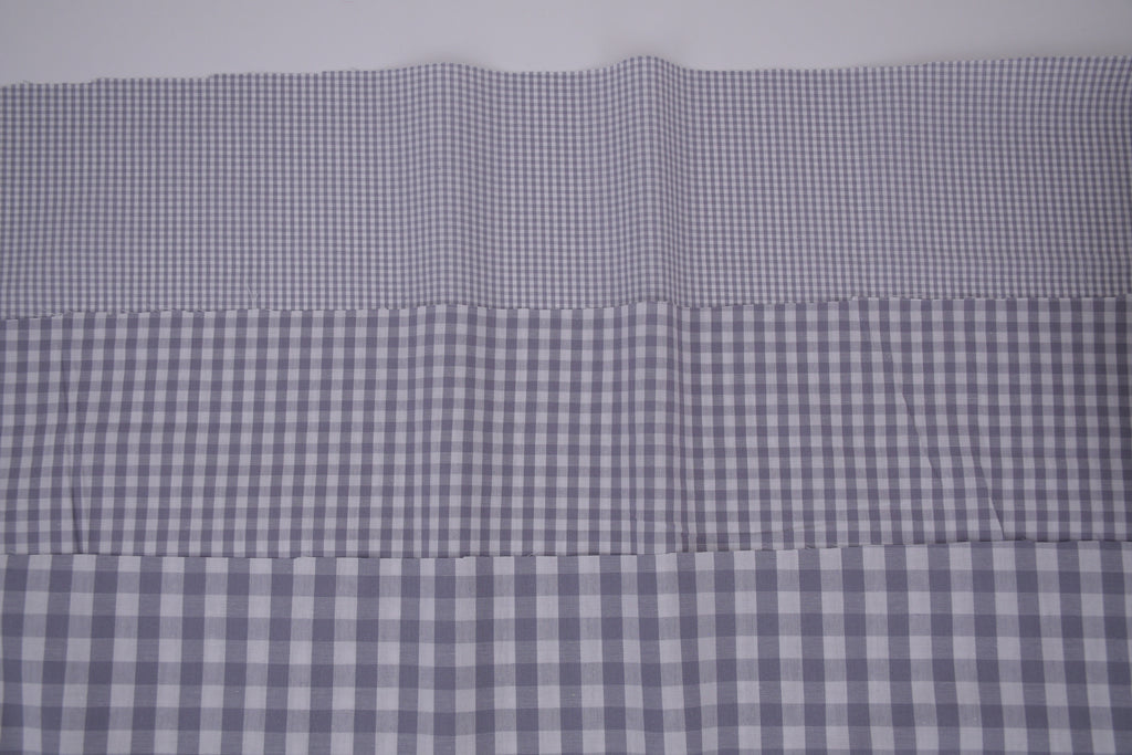 Gingham Checks Yarn-Dyed Cotton Fabric -  Pebble Grey