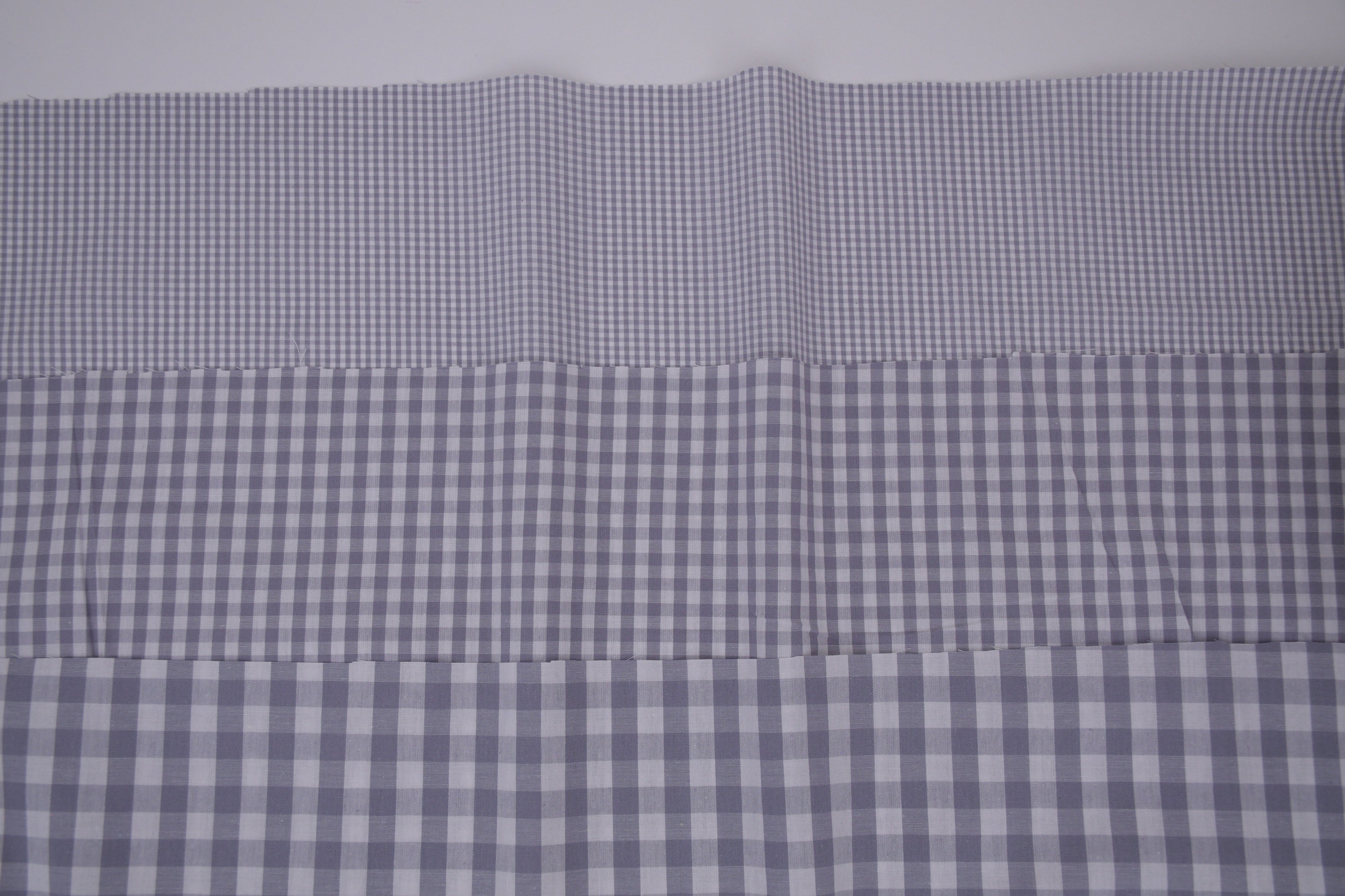 Gingham Checks Yarn-Dyed Cotton Fabric -  Pebble Grey