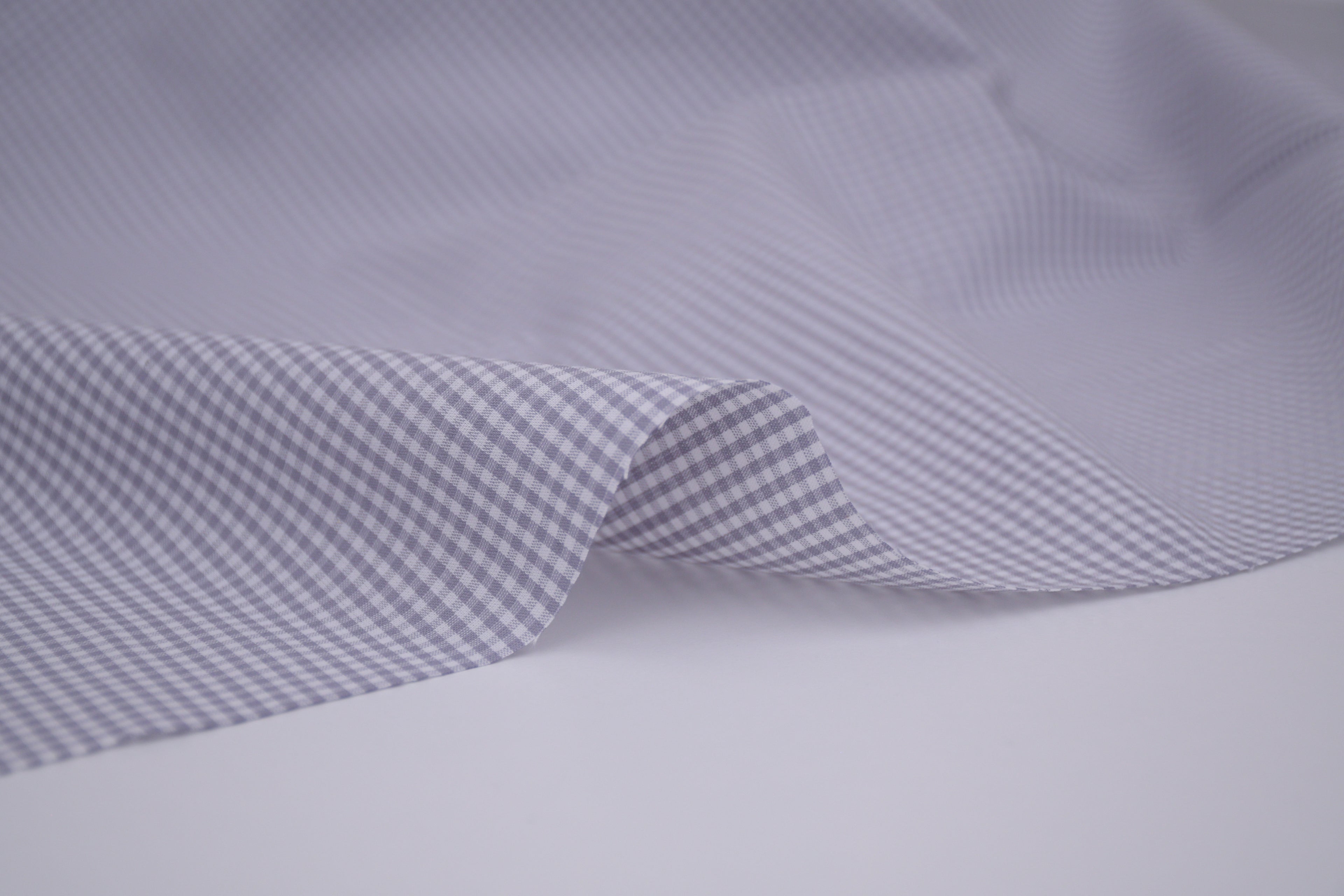 Gingham Checks Yarn-Dyed Cotton Fabric -  Pebble Grey