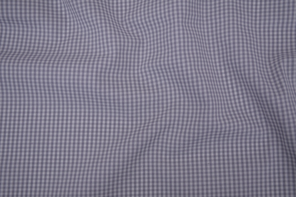 Gingham Checks Yarn-Dyed Cotton Fabric -  Pebble Grey