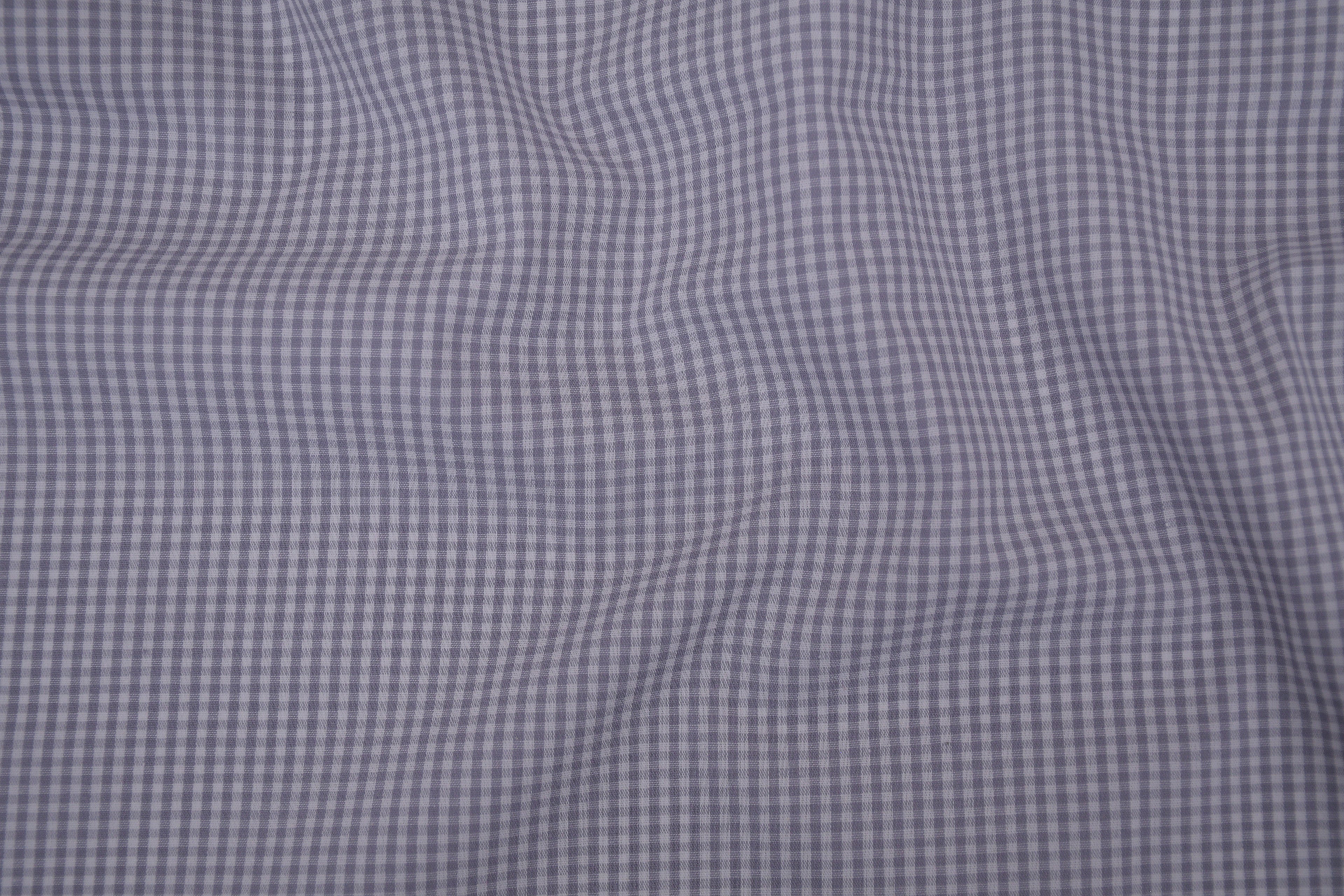 Gingham Checks Yarn-Dyed Cotton Fabric -  Pebble Grey