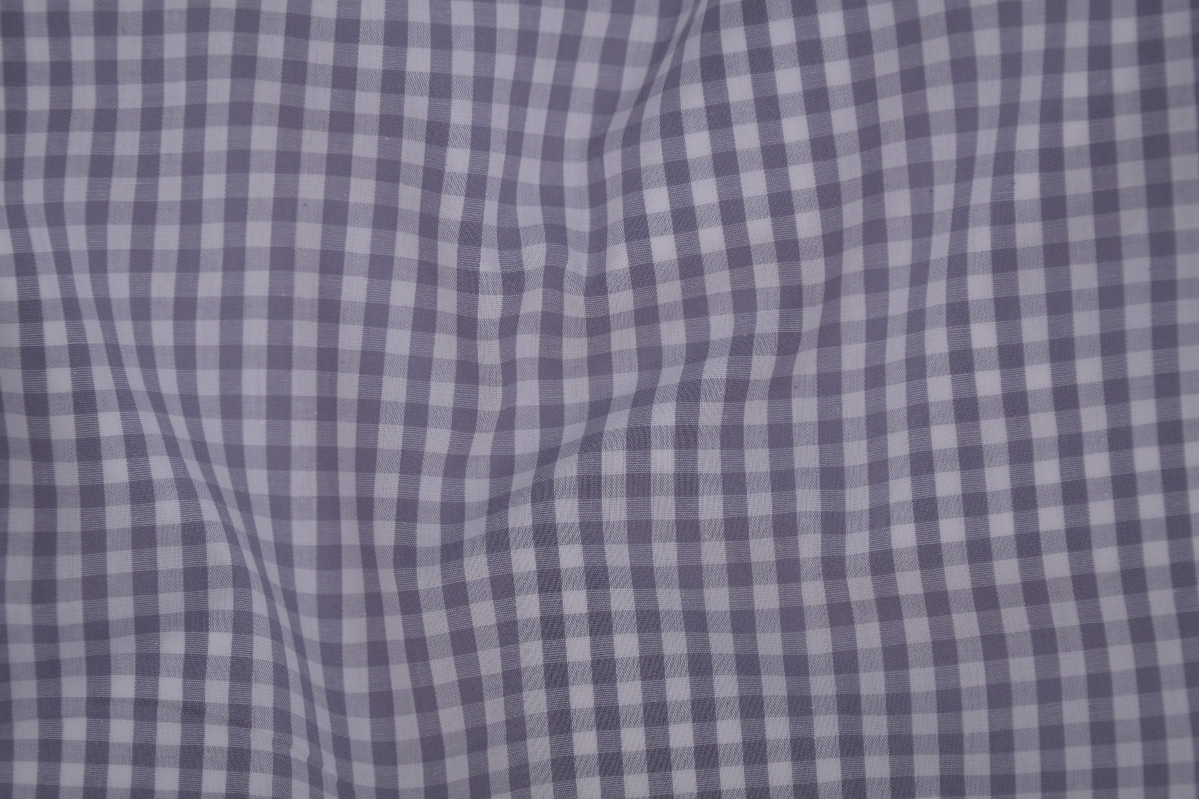Gingham Checks Yarn-Dyed Cotton Fabric -  Pebble Grey