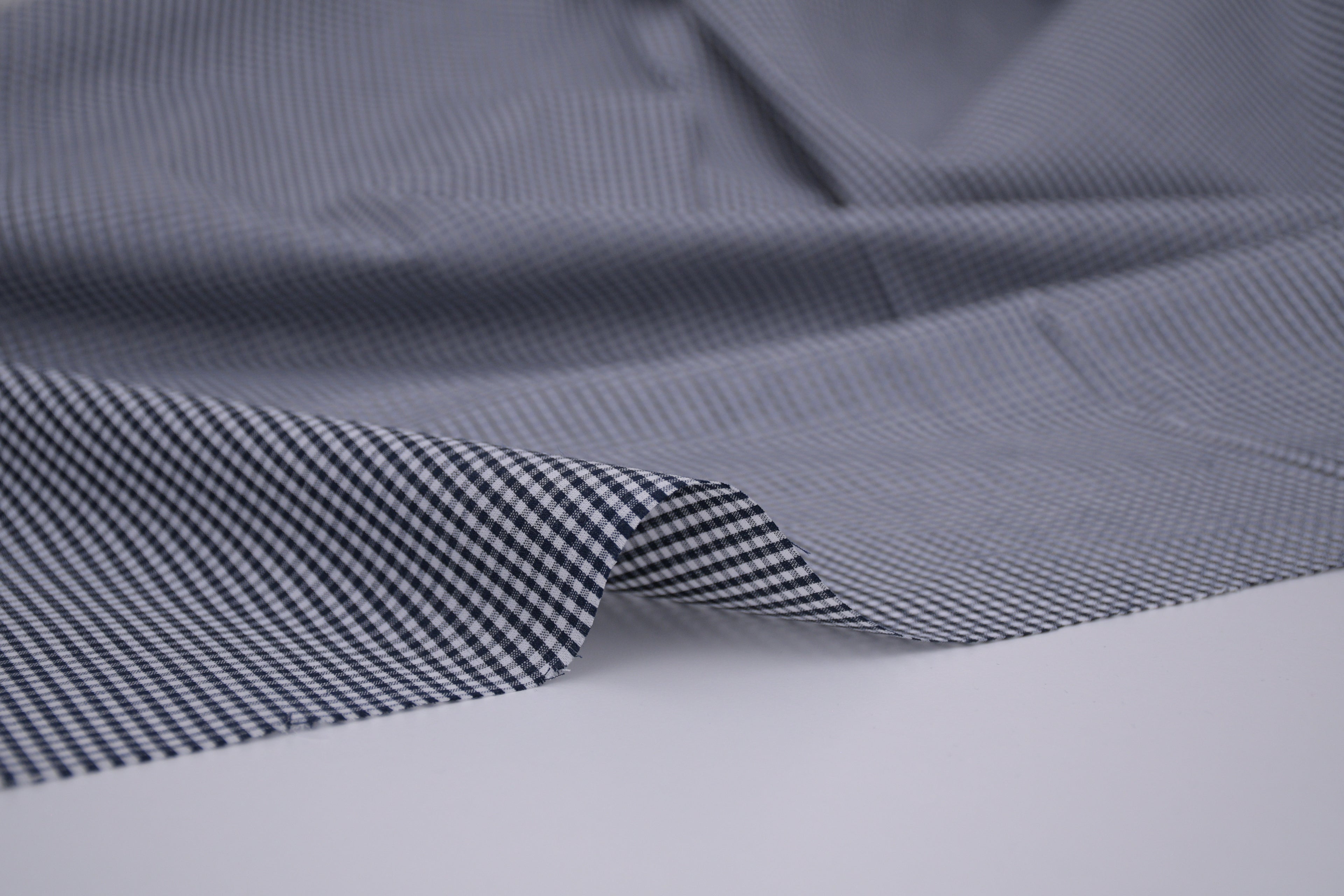 Gingham Checks Yarn-Dyed Cotton Fabric - Midnight Navy