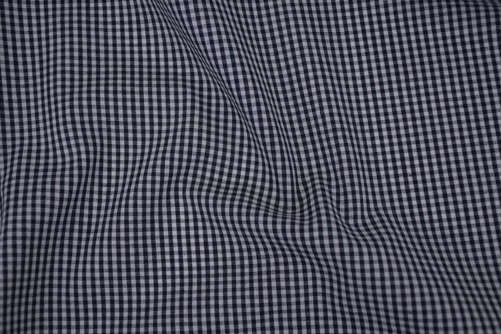 Gingham Checks Yarn-Dyed Cotton Fabric - Midnight Navy