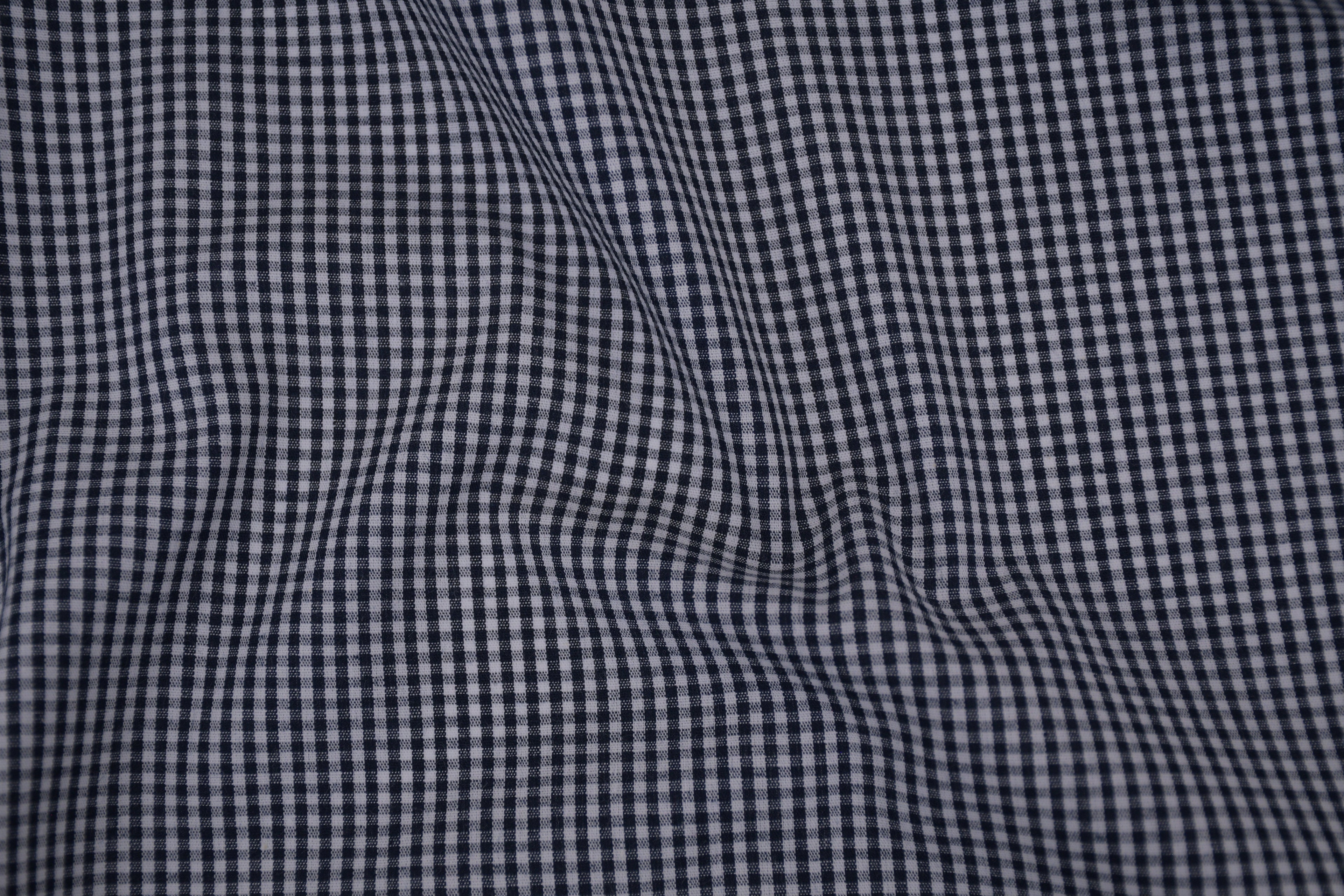 Gingham Checks Yarn-Dyed Cotton Fabric - Midnight Navy