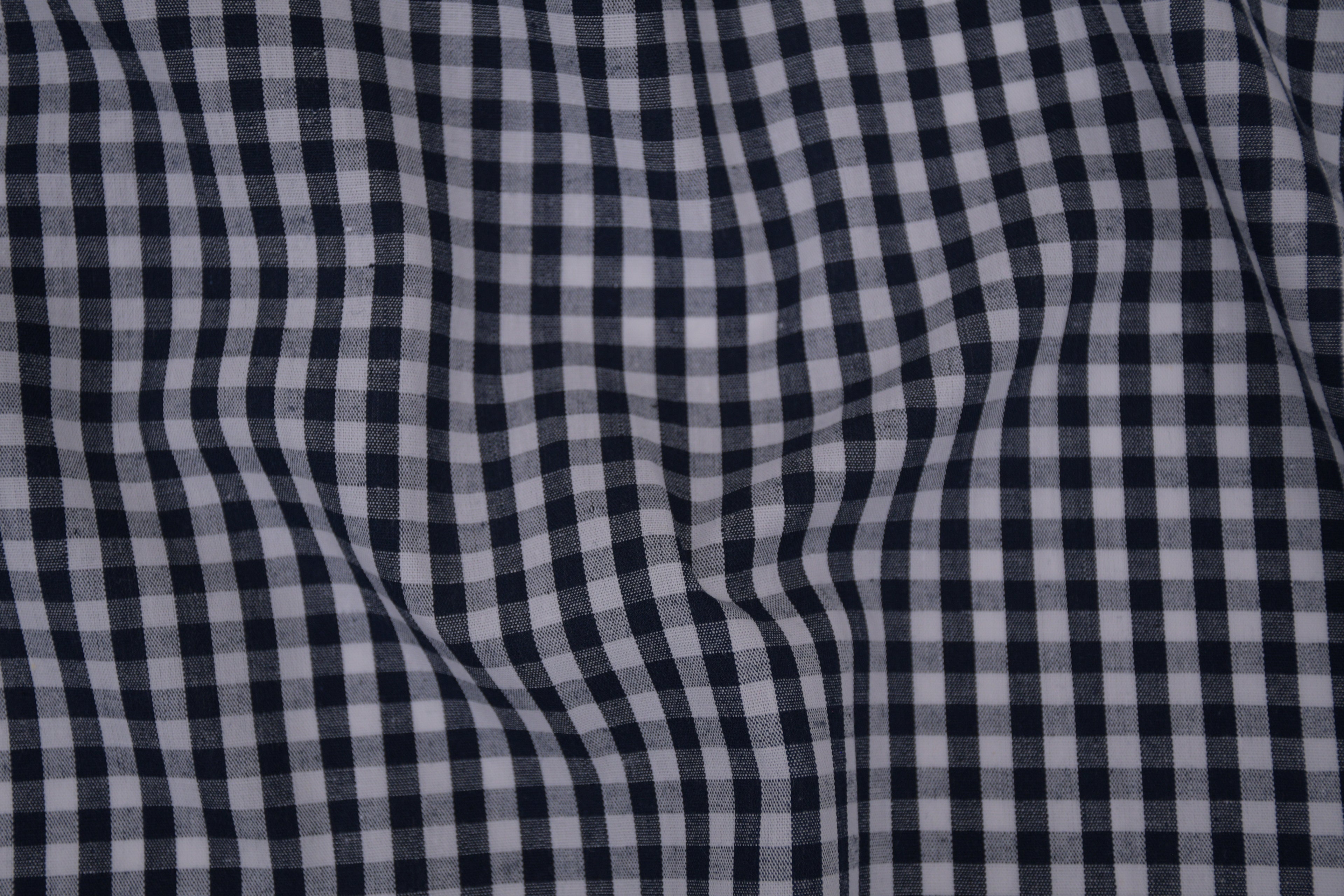 Gingham Checks Yarn-Dyed Cotton Fabric - Midnight Navy
