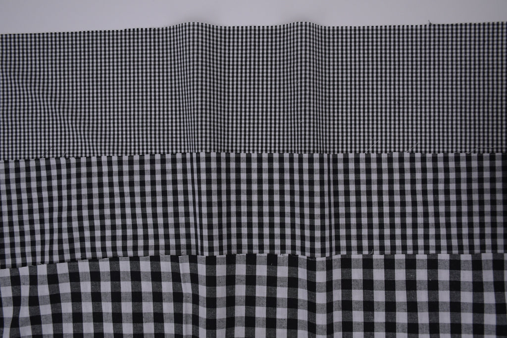 Gingham Checks Yarn-Dyed Cotton Fabric - Black