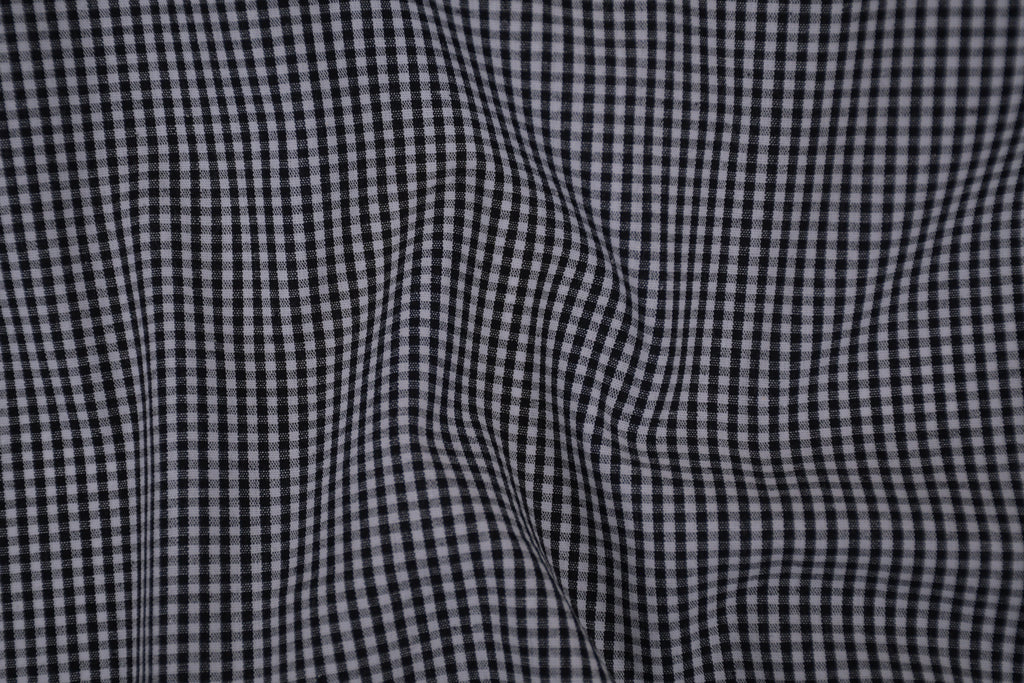 Gingham Checks Yarn-Dyed Cotton Fabric - Black