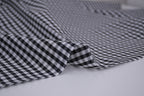 Gingham Checks Yarn-Dyed Cotton Fabric - Black