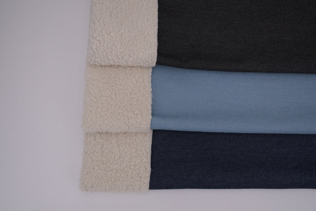 Denim Teddy Sherpa Fleece Fabric - Light Blue