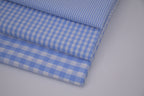 Gingham Checks Yarn-Dyed Cotton Fabric -  Sky