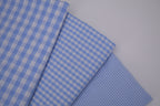Gingham Checks Yarn-Dyed Cotton Fabric -  Sky