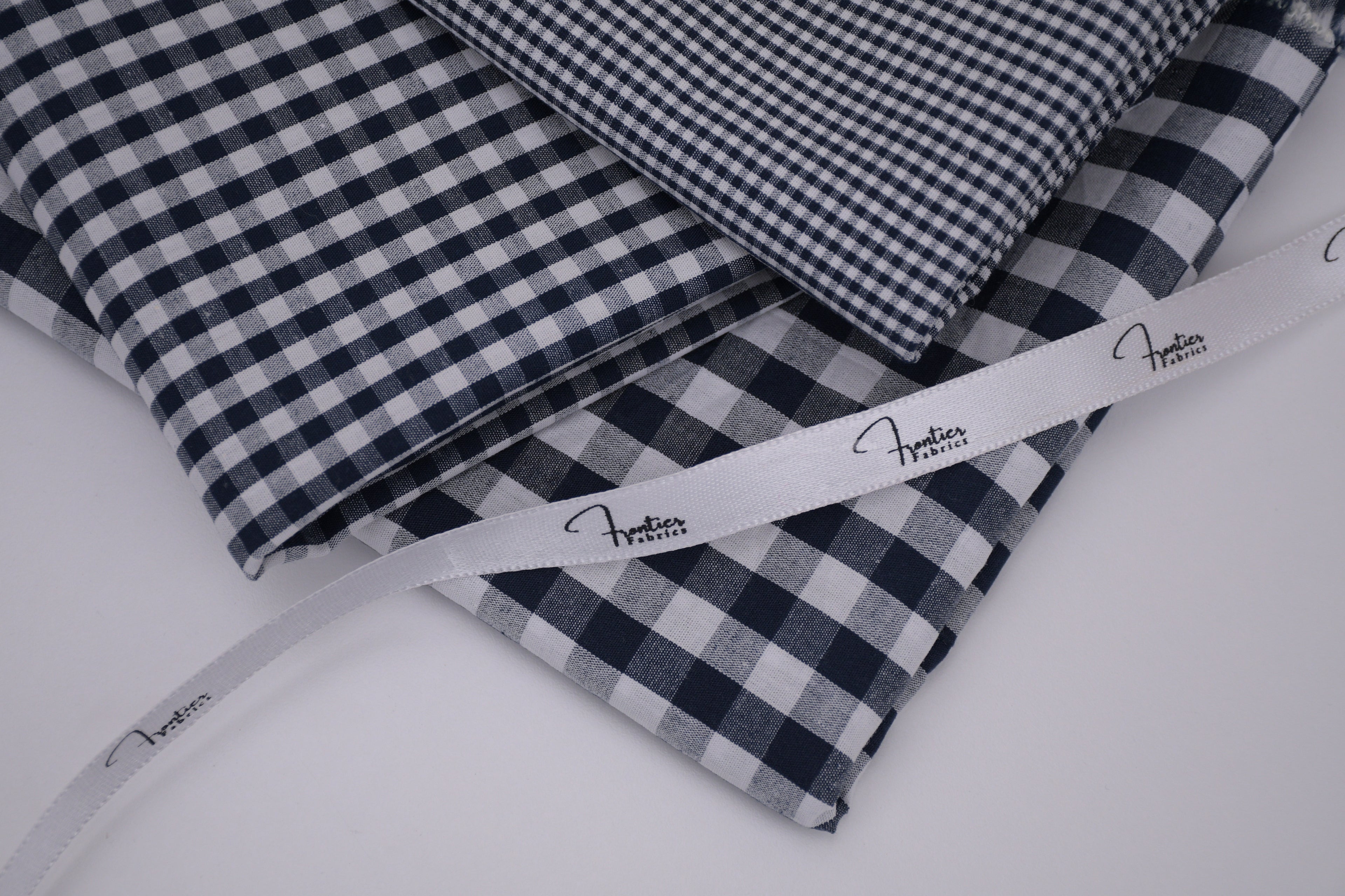 Gingham Checks Yarn-Dyed Cotton Fabric - Midnight Navy