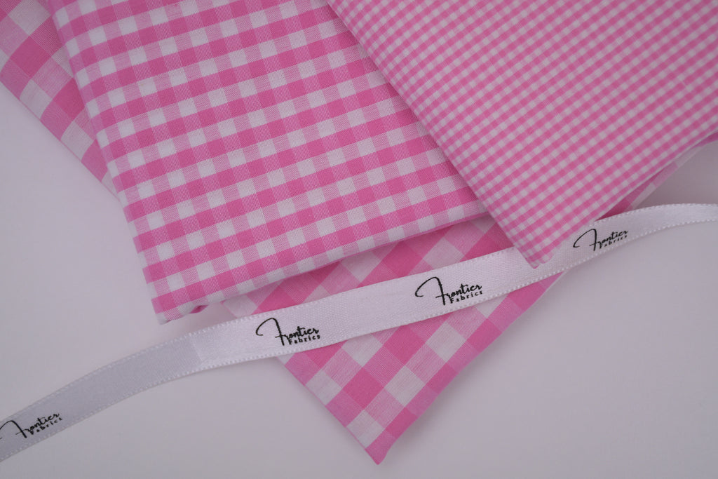 Gingham Checks Yarn-Dyed Cotton Fabric -  Peony Pink