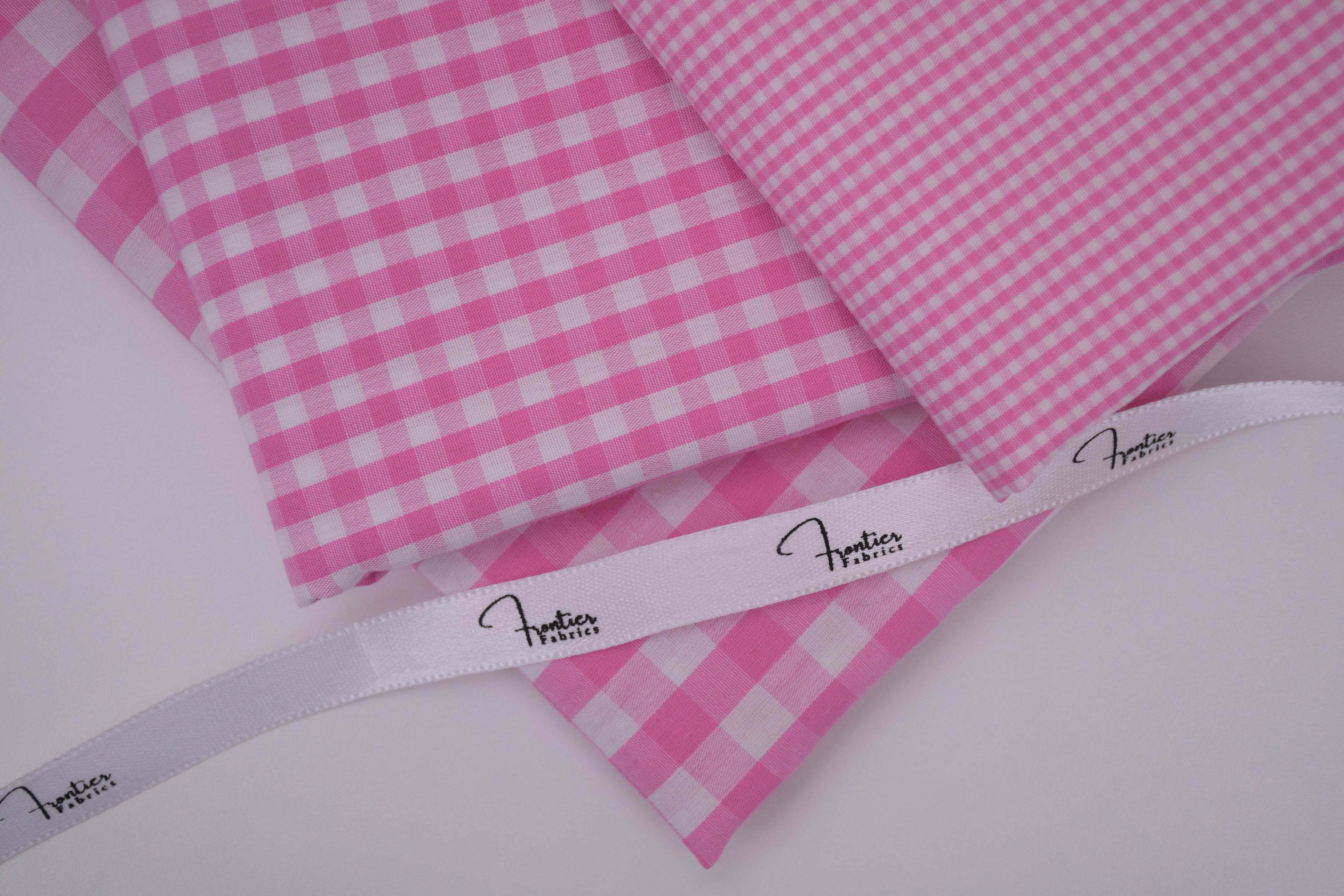 Gingham Checks Yarn-Dyed Cotton Fabric -  Peony Pink