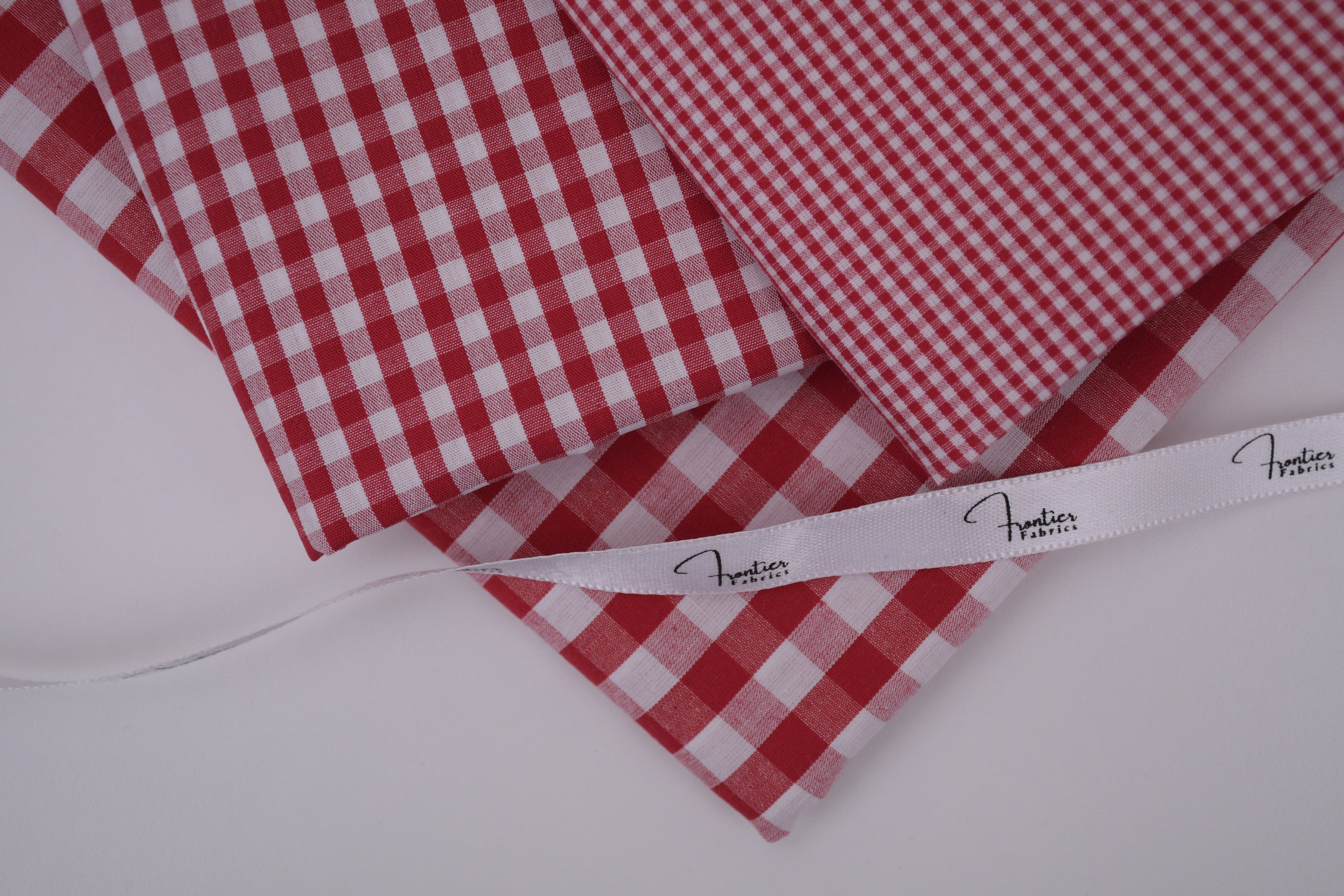 Gingham Checks Yarn-Dyed Cotton Fabric -  Heritage Red
