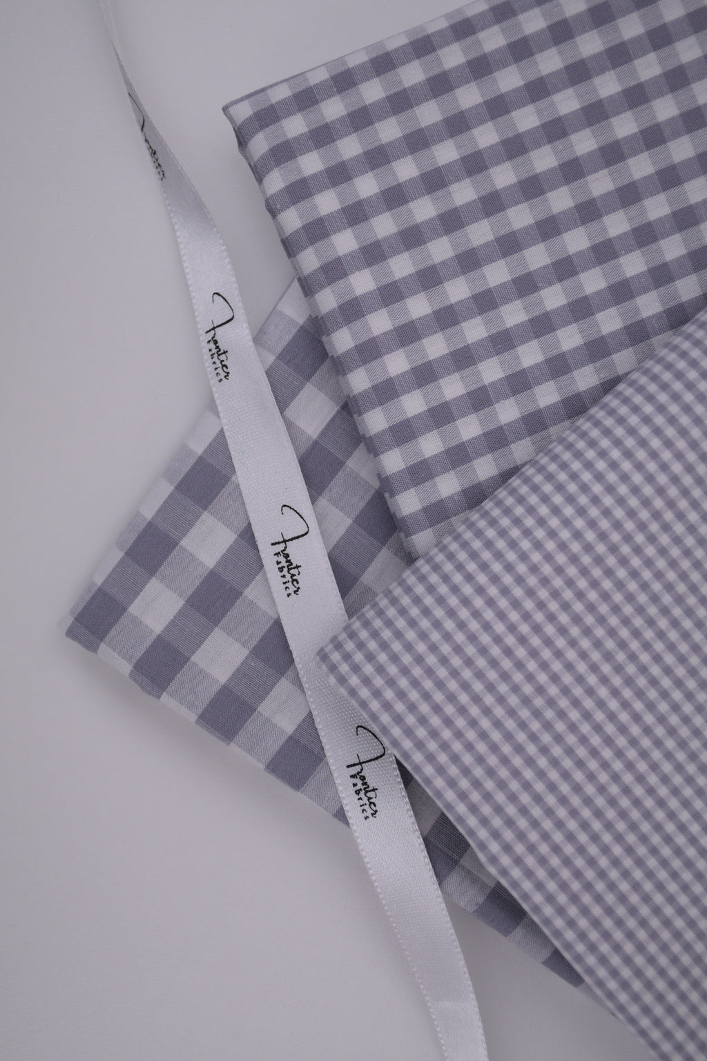 Gingham Checks Yarn-Dyed Cotton Fabric -  Pebble Grey
