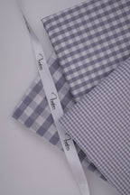 Gingham Checks Yarn-Dyed Cotton Fabric -  Pebble Grey