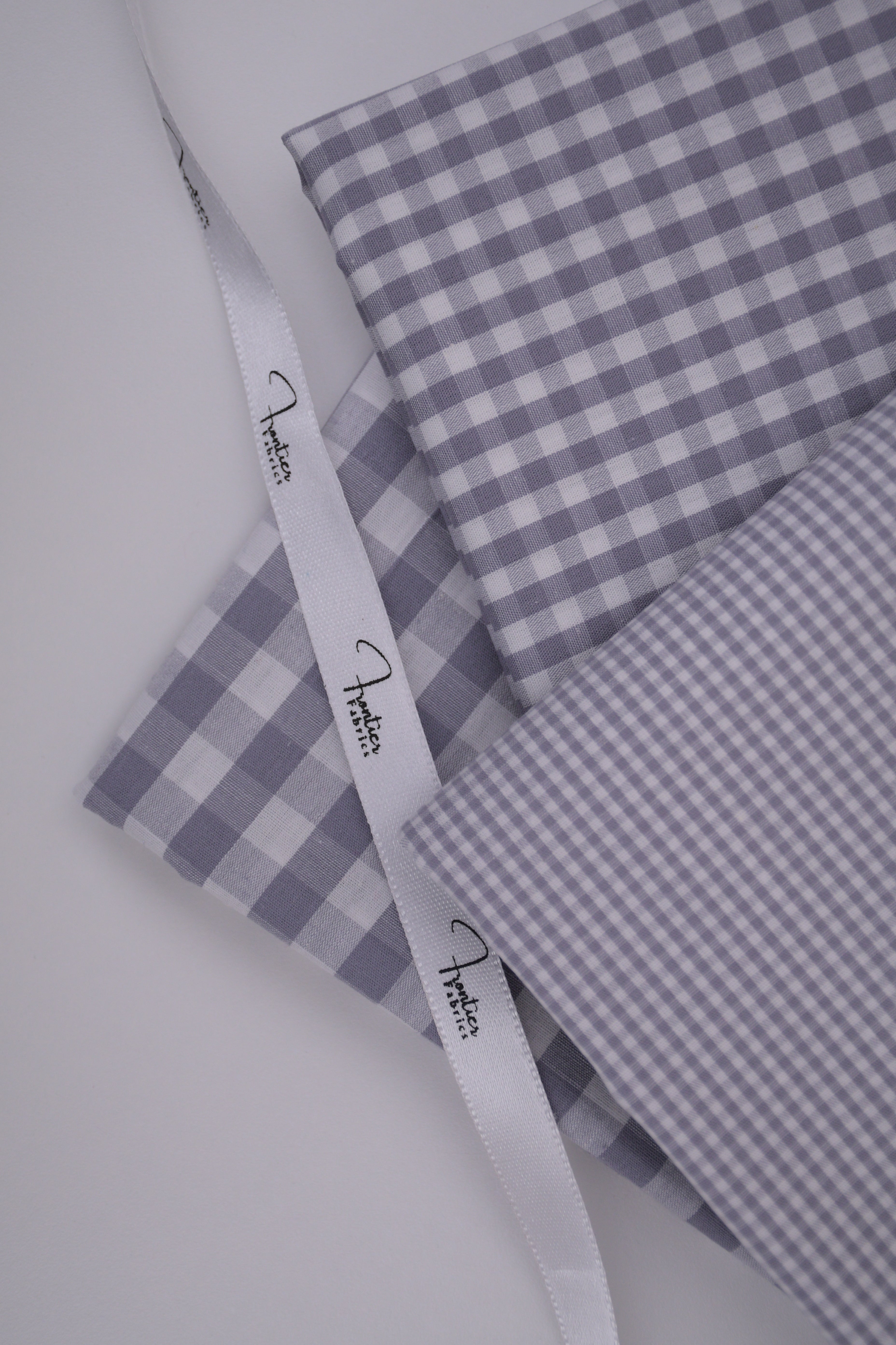 Gingham Checks Yarn-Dyed Cotton Fabric -  Pebble Grey
