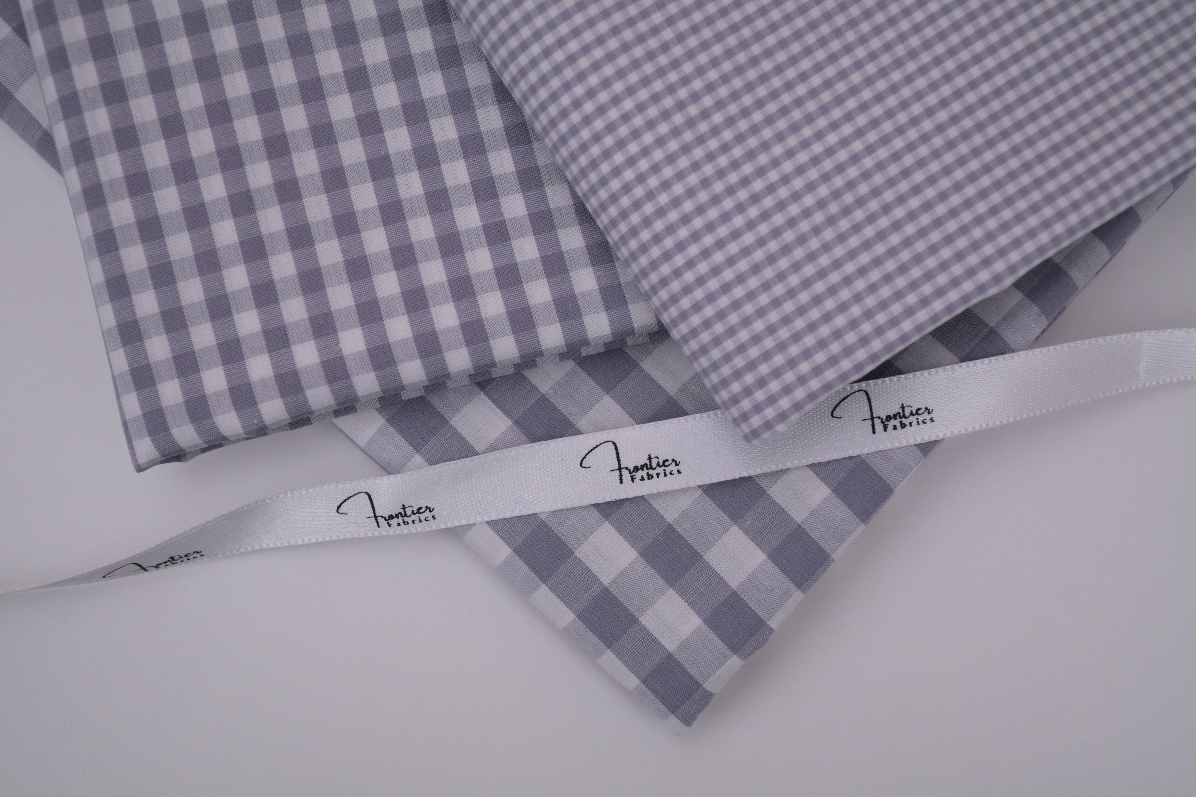 Gingham Checks Yarn-Dyed Cotton Fabric -  Pebble Grey