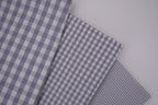 Gingham Checks Yarn-Dyed Cotton Fabric -  Pebble Grey