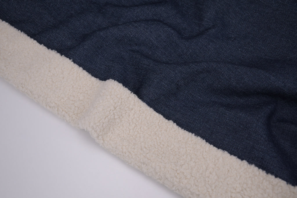 Denim Teddy Sherpa Fleece Fabric - Medium Blue