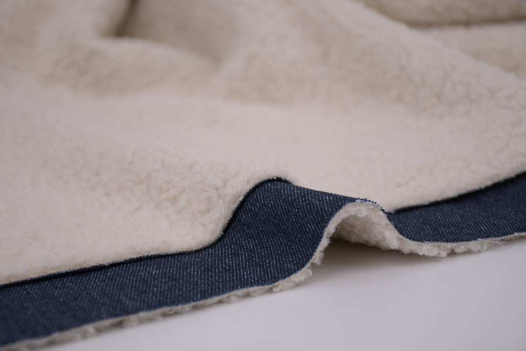 Denim Teddy Sherpa Fleece Fabric - Medium Blue