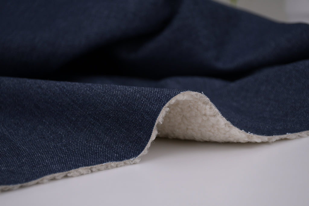 Denim Teddy Sherpa Fleece Fabric - Medium Blue