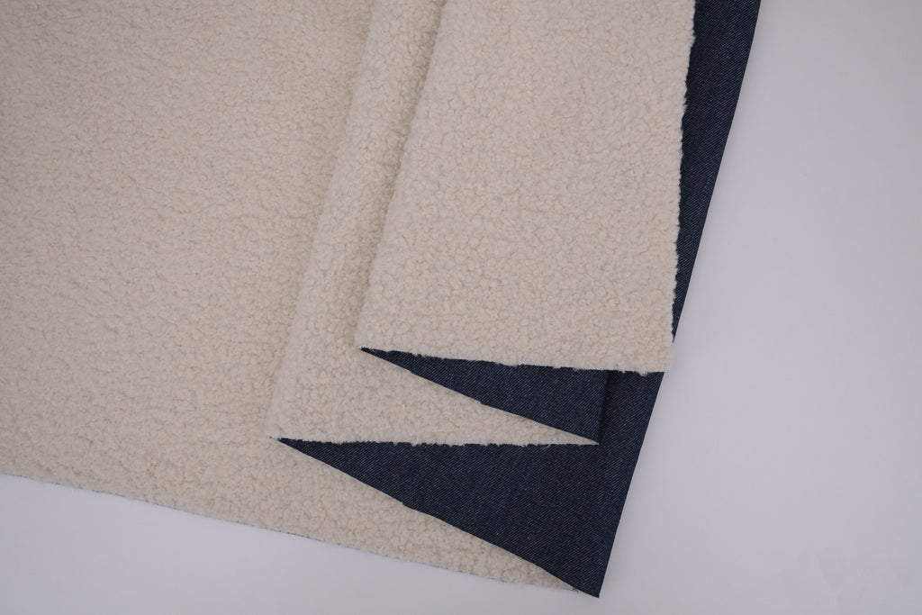 Denim Teddy Sherpa Fleece Fabric - Medium Blue