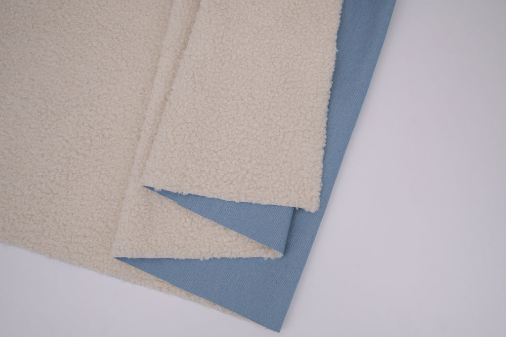 Denim Teddy Sherpa Fleece Fabric - Light Blue
