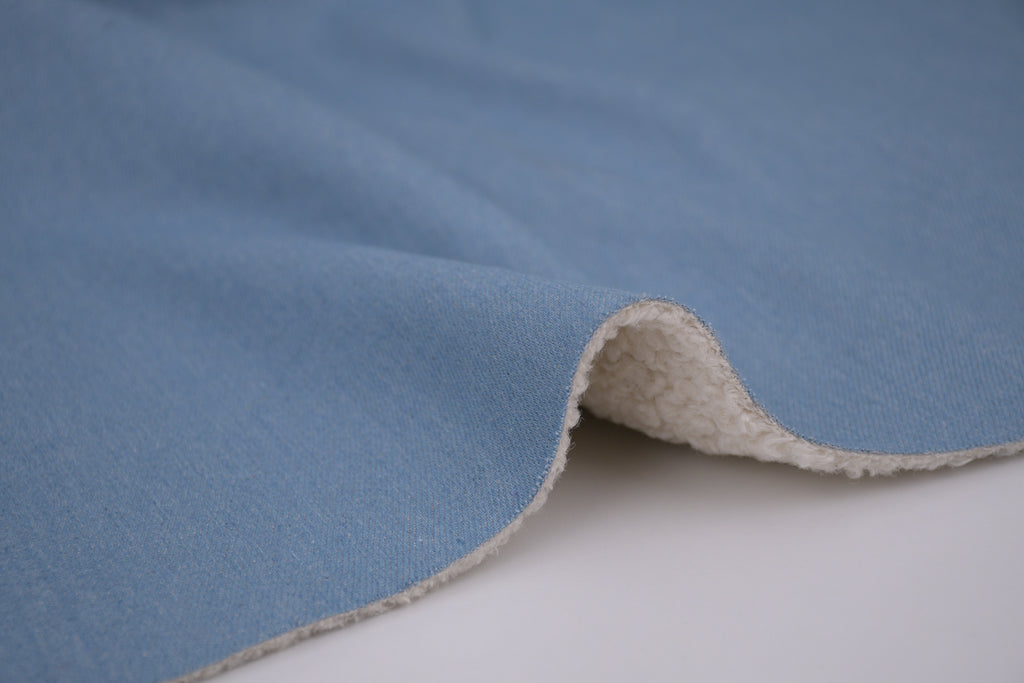 Denim Teddy Sherpa Fleece Fabric - Light Blue