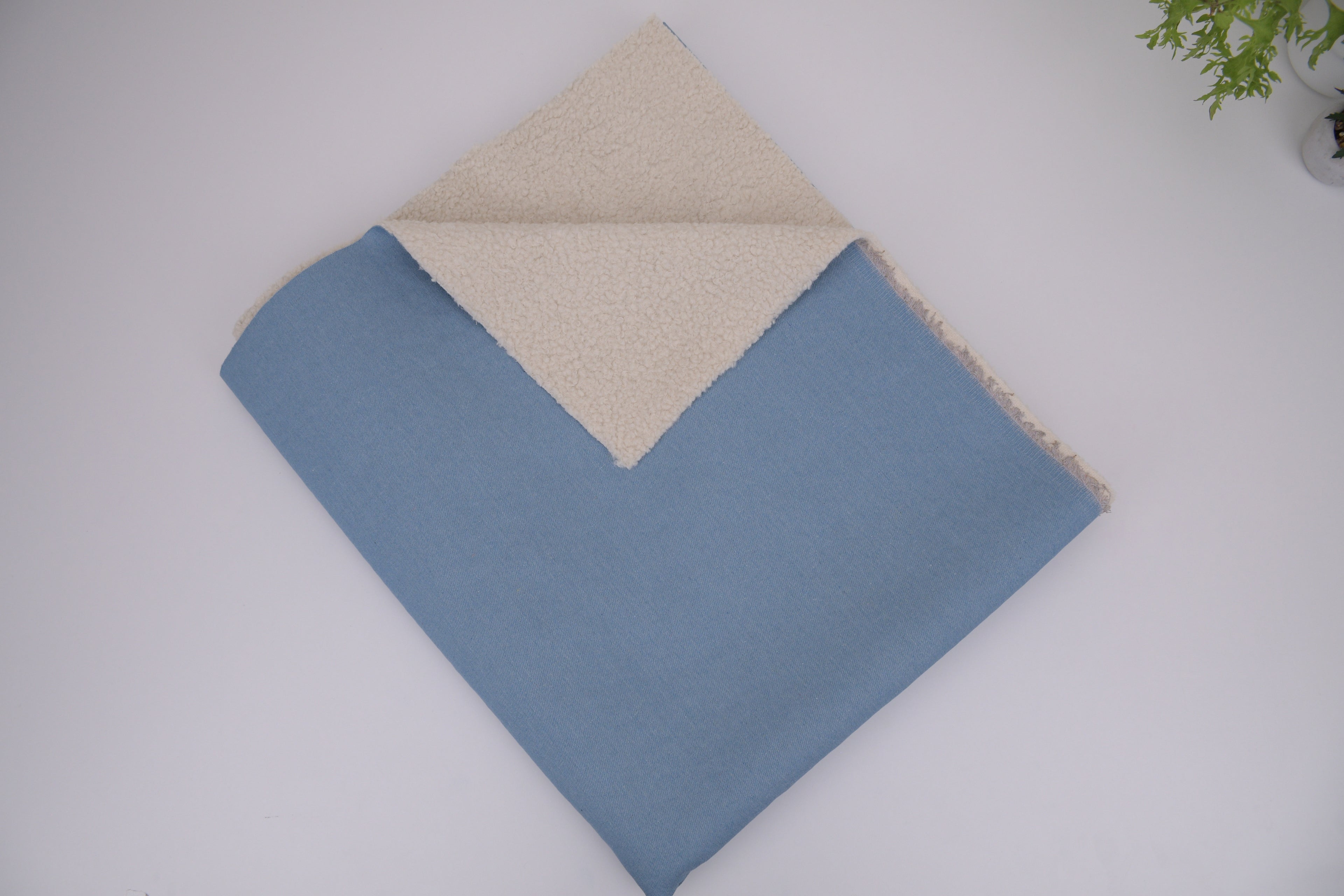 Denim Teddy Sherpa Fleece Fabric - Light Blue