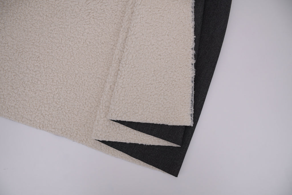 Denim Teddy Sherpa Fleece Fabric - Black