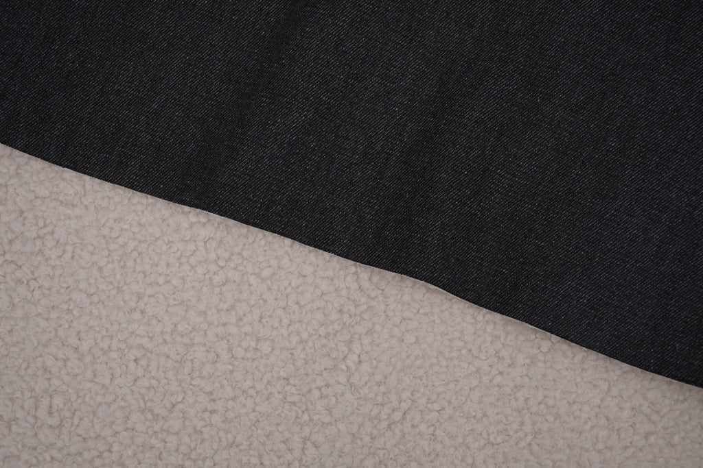 Denim Teddy Sherpa Fleece Fabric - Black