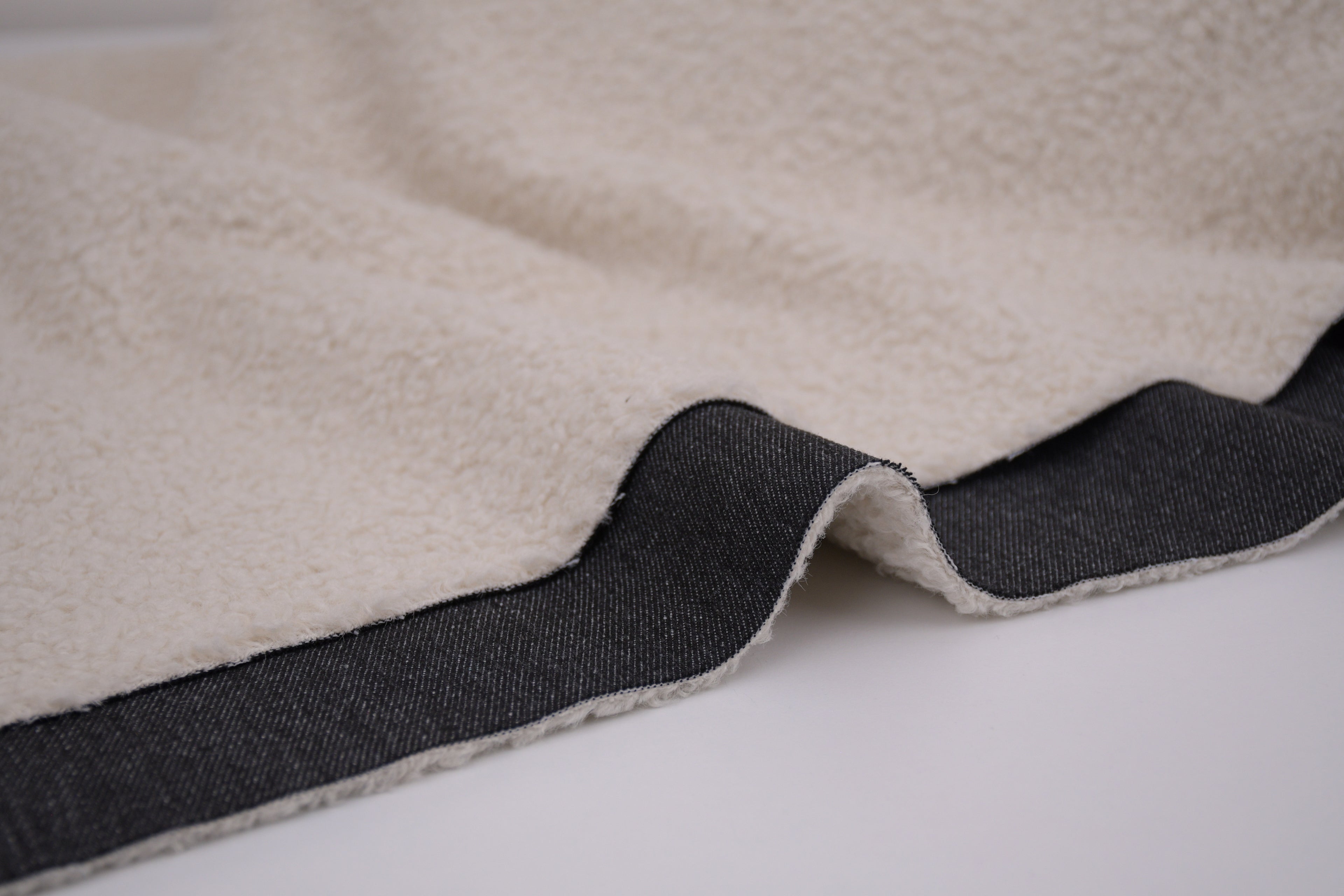 Denim Teddy Sherpa Fleece Fabric - Black