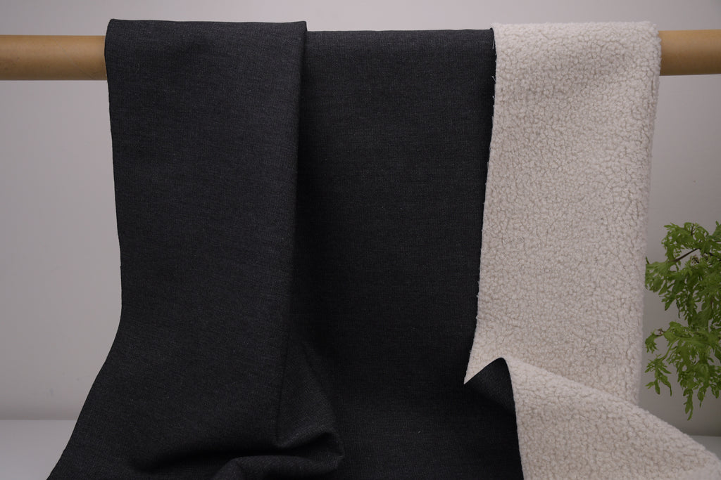 Denim Teddy Sherpa Fleece Fabric - Black