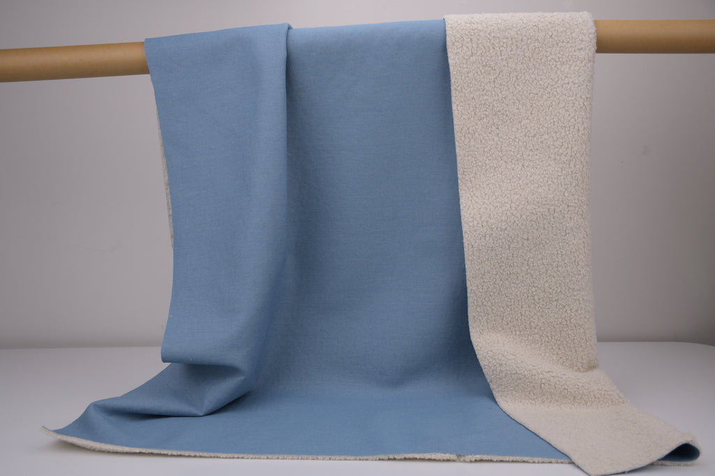 Denim Teddy Sherpa Fleece Fabric - Light Blue