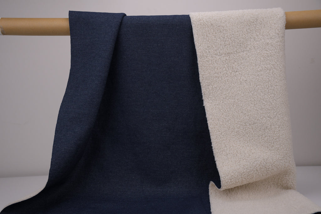 Denim Teddy Sherpa Fleece Fabric - Medium Blue