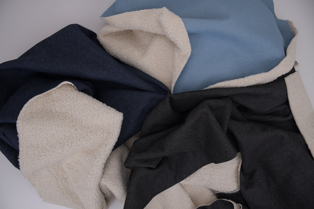 Denim Teddy Sherpa Fleece Fabric - Light Blue